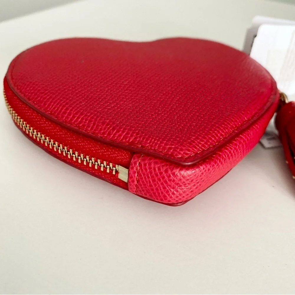 Coach Red Heart Studded Cardholder Coin Purse NWT